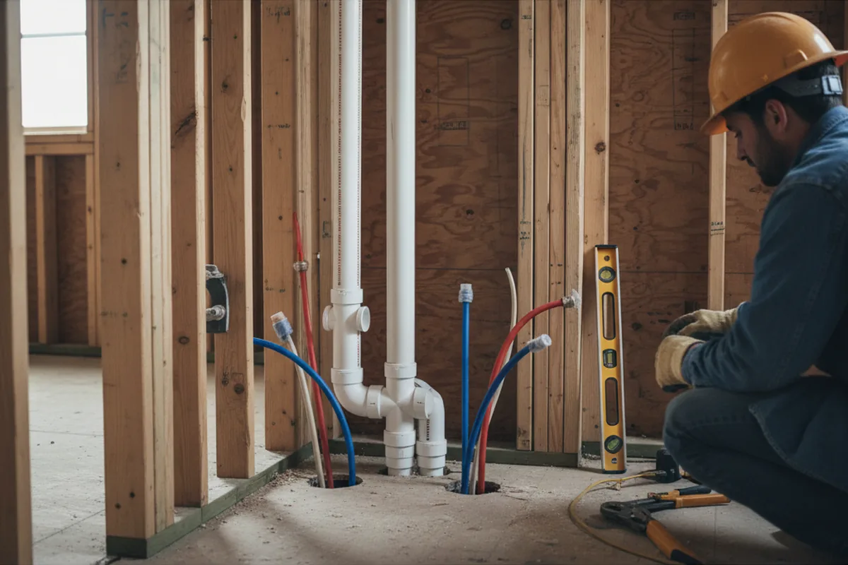 Drain and supply rough-in during Drain Cleaning in Bordentown