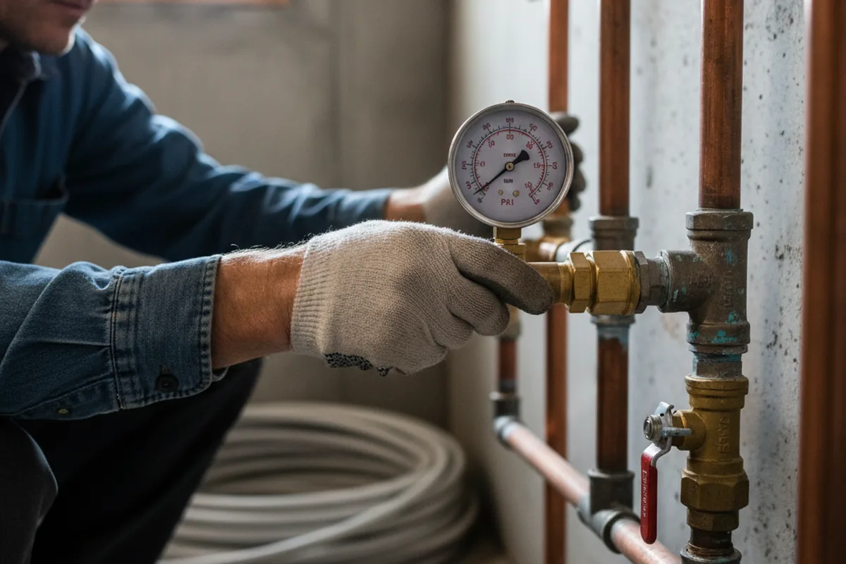 Pressure testing a repaired line during Water Line Repair in Bordentown